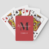 Modern Red Custom Family Monogram Initiaal Pokerkaarten (Achterkant)