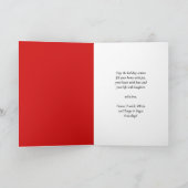 Modern Red Elegant Script Kerstman Reindester Feestdagen Kaart (Binnen)