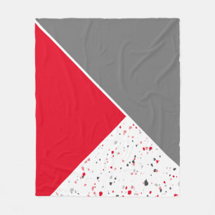 Modern Red en Gray Terrazzo Fleece Deken