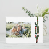 Modern Red en Green Botanical Joy Holiday Foto (Staand voorkant)