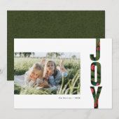 Modern Red en Green Botanical Joy Holiday Foto (Voorkant / Achterkant)