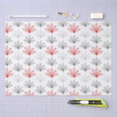 Modern Red en Grey Floral Pattern Tissuepapier (Craft)