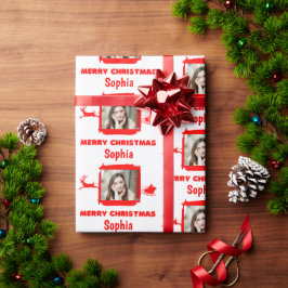 Modern Red en White 1 Fotoliefkerst Cadeaupapier