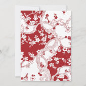 Modern Red en White Cherry Blossom Wedding Kaart (Achterkant)