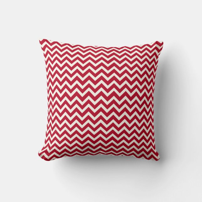 Modern Red en White Chevron Pattern Kussen (Voorkant)
