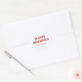 Modern Red en White Prettige feestdagen Ronde Sticker (Envelop)