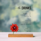Modern Red Floral Beverage Menu (Neutre)