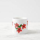 Modern Red Floral Design on White Espresso Kop (Voorkant)