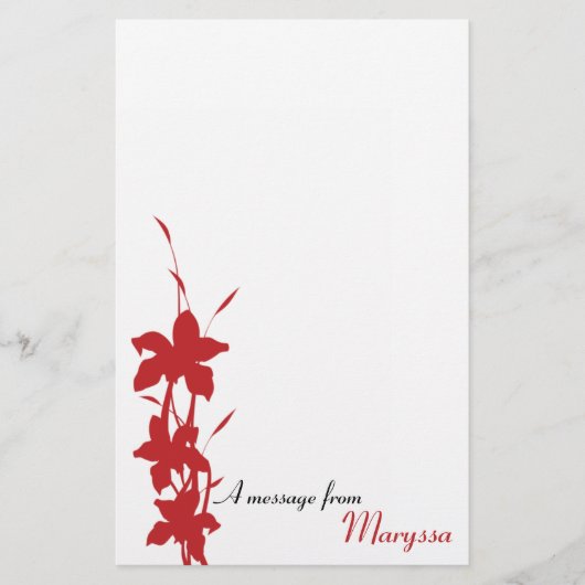 Modern Red Floral Note Pad Briefpapier (Voorkant)