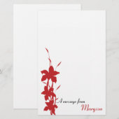 Modern Red Floral Note Pad Briefpapier (Voorkant / Achterkant)