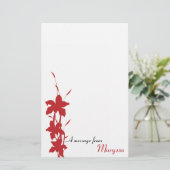 Modern Red Floral Note Pad Briefpapier (Staand voorkant)