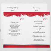 Modern Red Floral Wedding Programme (Voorkant / Achterkant)