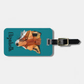 Modern Red Fox & Hand Lettering Script Bagagelabel (Voorkant horizontaal)