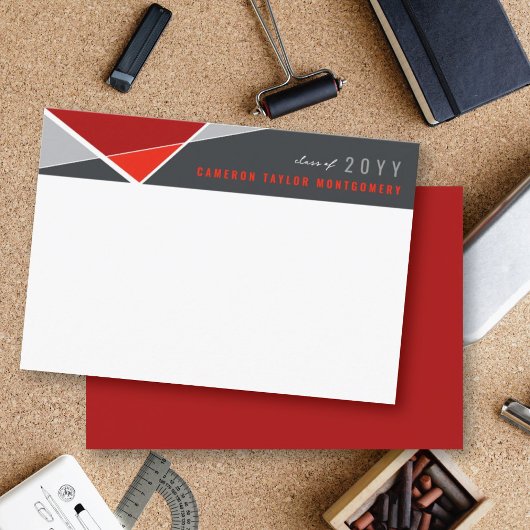 Modern Red Geometric Blocks Afstuderen dank u Aankondiging