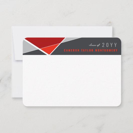 Modern Red Geometric Blocks Afstuderen dank u Aankondiging (Voorkant)