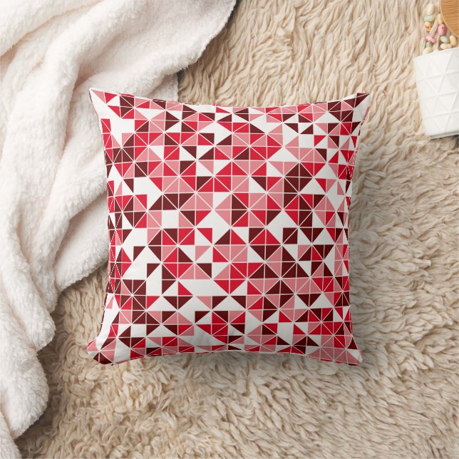 Modern Red Geometric Pattern Sierkussen (Deken)