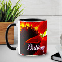 Modern Red Gerber Daisy Flower Script
