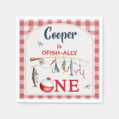 Modern Red Gingham Ofishally One 1st Birthday Servet (Voorkant)