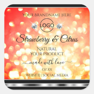 Modern Red Gold Glitter Product Labels juwelen Log