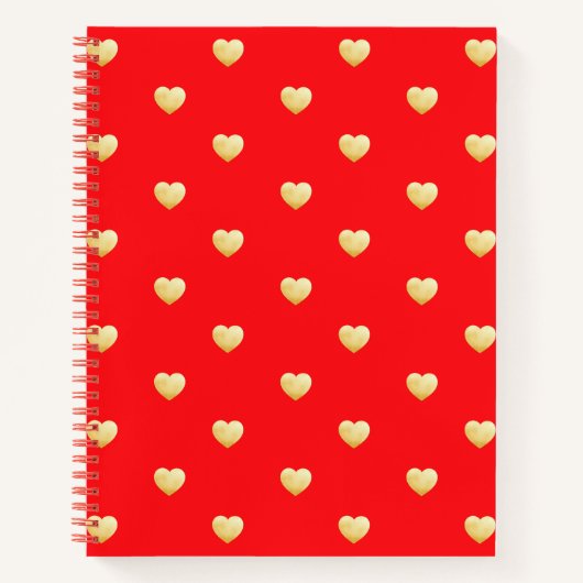 Modern Red Gold Love Hearts Notitieboek (Voorkant)