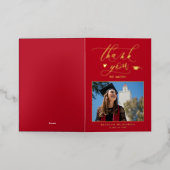 Modern Red Gold Script Afstuderen Hartelijk dank Folie Wenskaart (Buiten Laag)