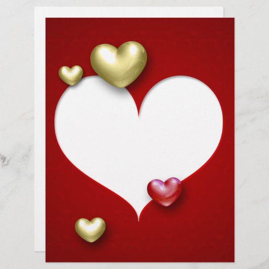 Modern Red Gold Valentijn Hearts (Voorkant / Achterkant)