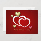 Modern Red Gold Valentijn Hearts Holiday Briefkaar Feestdagenkaart (Voorkant / Achterkant)