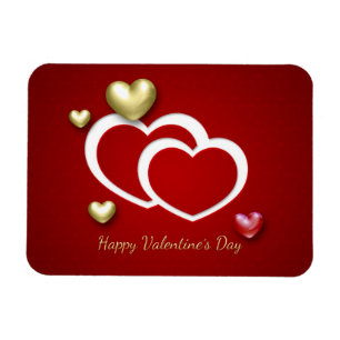 Modern Red Gold Valentijn Hearts Magneet