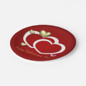 Modern Red Gold Valentijn Hearts Papieren Bordje (Gekanteld)
