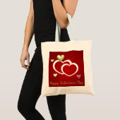 Modern Red Gold Valentijn Hearts Tote Bag (Voorkant (product))