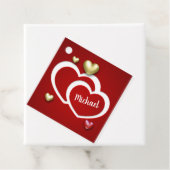 Modern Red Gold Valentijnsdag Hearts Bedankjes Labels (In situ)