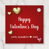 Modern Red Gold Valentijnsdag Hearts Bedankjes Labels (Achterkant)
