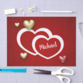 Modern Red Gold Valentijnsdag Hearts Tissuepapier (Craft)