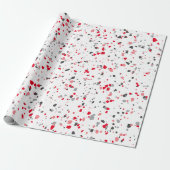 Modern Red Gray Terrazzo Pattern Cadeaupapier (Uitgerold)