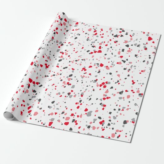 Modern Red Gray Terrazzo Pattern Cadeaupapier (Uitgerold)