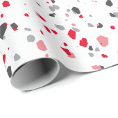 Modern Red Gray Terrazzo Pattern Cadeaupapier (Rol Hoek)