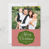 Modern Red Green Chevron kerstkaart (Voorkant)