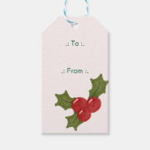 Modern Red & Green Christmas Floral Pattern Cadeaulabel (Voorkant)