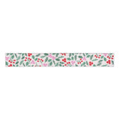 Modern Red & Green Christmas Floral Pattern Grosgrain Lint (Voorkant)