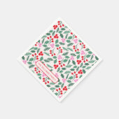 Modern Red & Green Christmas Floral Pattern Servet (Hoek)