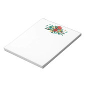 Modern Red Green & Gold KerstFloral Notitieblok (Gedraaid)