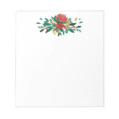 Modern Red Green & Gold KerstFloral Notitieblok (Voorkant)