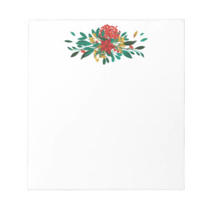Modern Red Green & Gold KerstFloral Notitieblok
