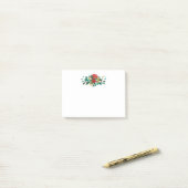 Modern Red Green & Gold KerstFloral Post-it® Notes (Op bureau)