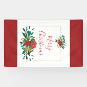 Modern Red Green & Gold KerstFloral Spandoek (Horizontaal)