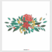 Modern Red Green & Gold KerstFloral Sticker (Vel)