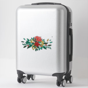 Modern Red Green & Gold KerstFloral Sticker