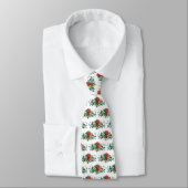 Modern Red Green & Gold KerstFloral Stropdas (Gebonden)