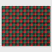 Modern Red Green-kerstbuffelpatroon Cadeaupapier (Vlak)