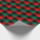Modern Red Green-kerstbuffelpatroon Cadeaupapier (Hoek)